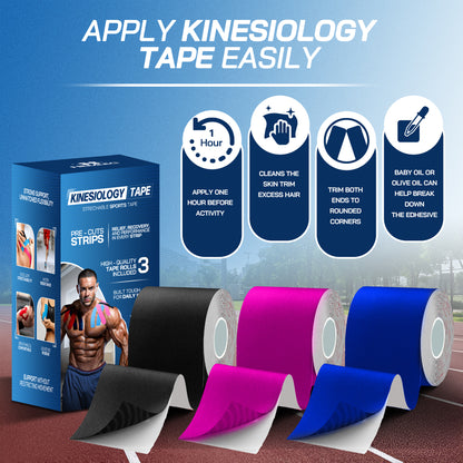 Pre-Cut Elastic Cotton Kinesiology Therapeutic Athletic Sports Tape